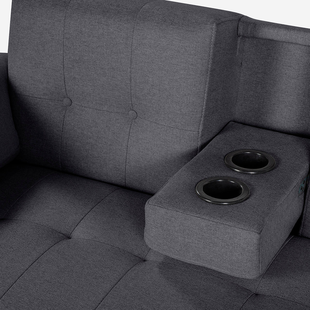 Sala Modular Makora Dassia Gris Oxford Magic De 3 Plazas Con Portavasos - Outlet