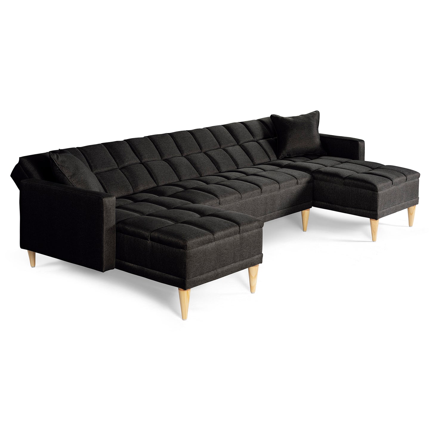 Sala Modular Doble Chaise Travis Color Negro