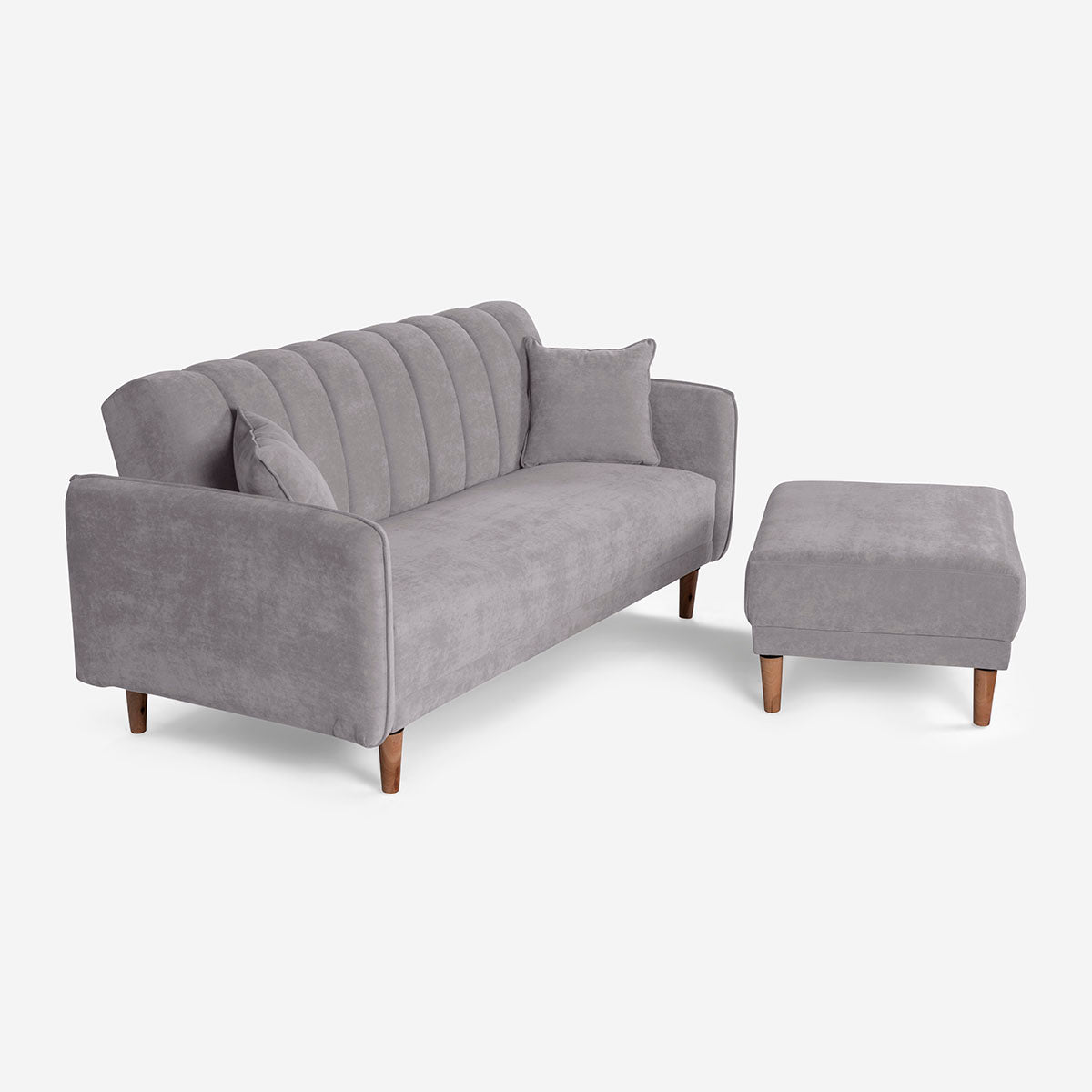 Sofá Cama + Taburete Avocata Color Gris Claro