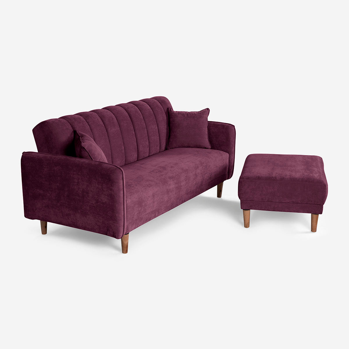Sofá Cama + Taburete Avocata Color Morado