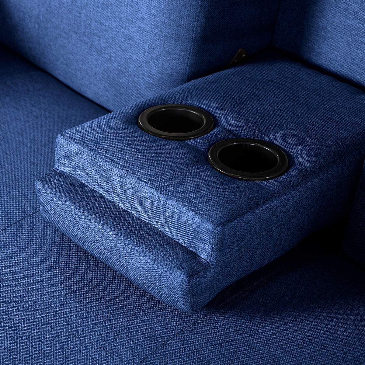 Sofá Cama Makora Coffey Azul Lino De 2 Plazas Con Portavasos - Outlet