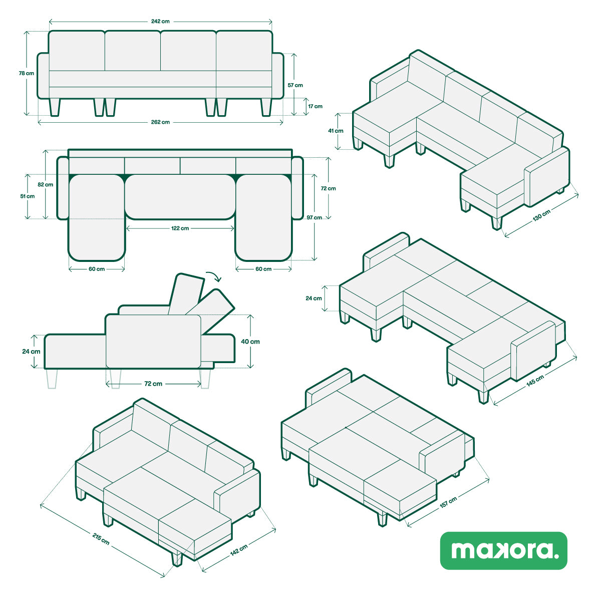 Sala Modular Doble Chaise Brandon Gris