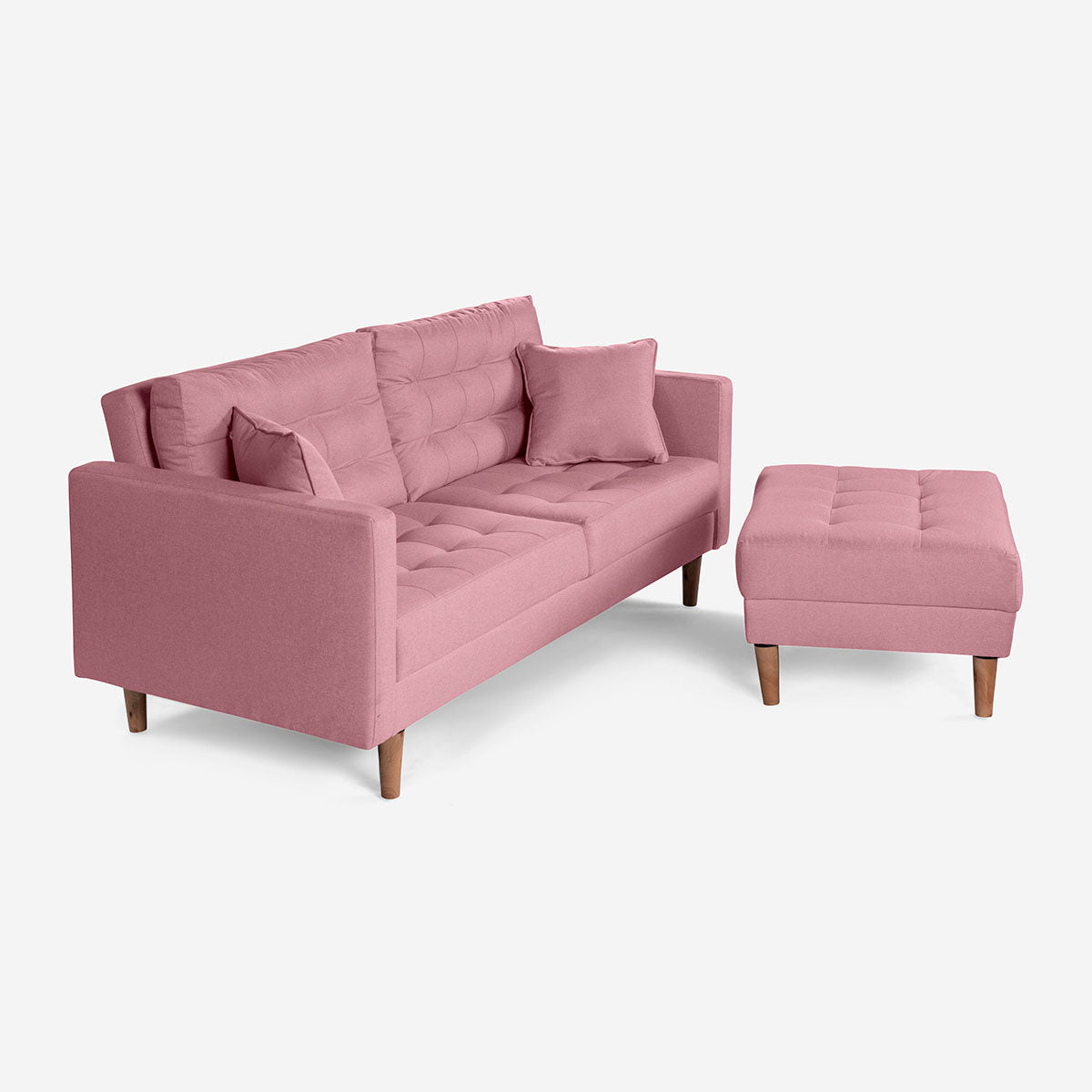 Sofá Cama + Taburete Jerome Color Rosa