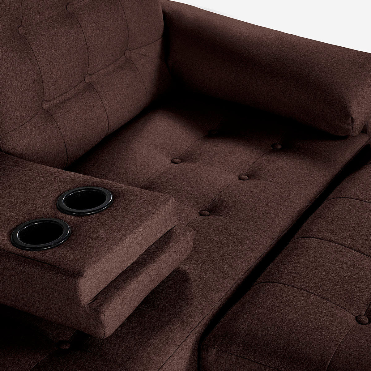 Sala Modular Chica Makora Praia Café Lino De 2 Plazas Con Portavasos + Taburete