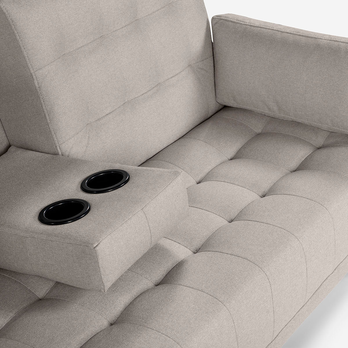 Sofá Cama Makora Royce Gris Claro Lino De 3 Plazas Con Portavasos - Outlet