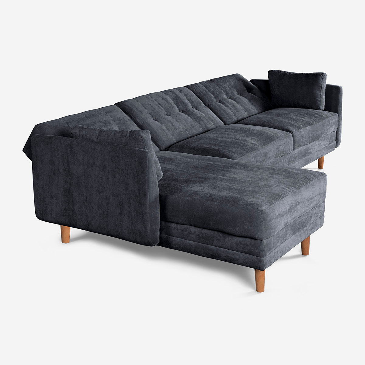 Sala Modular Makora Aperol Gris Oxford Terciopelo De 3 Plazas - Outlet
