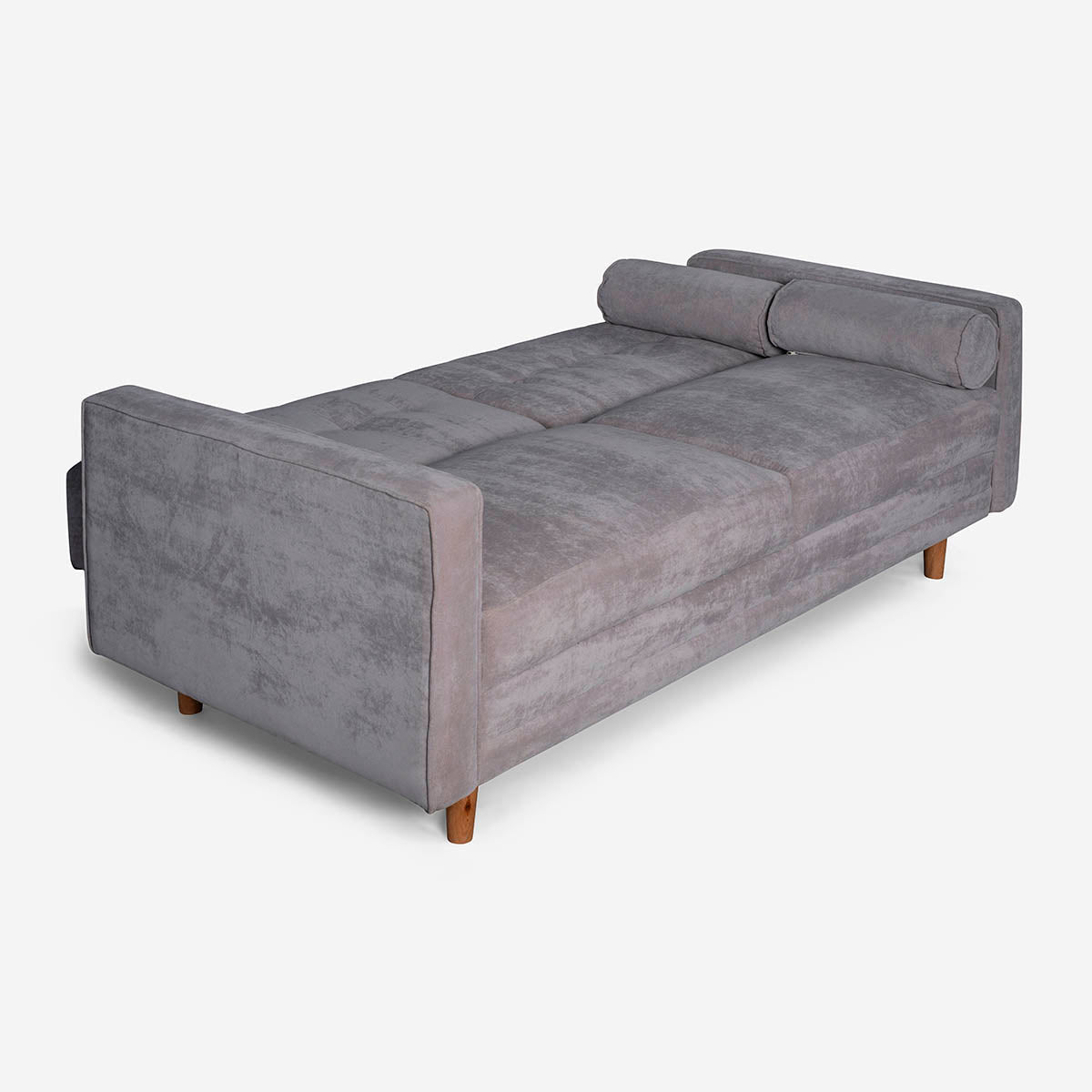 Sofá Cama Makora Bristol Gris Claro Terciopelo De 3 Plazas - Outlet