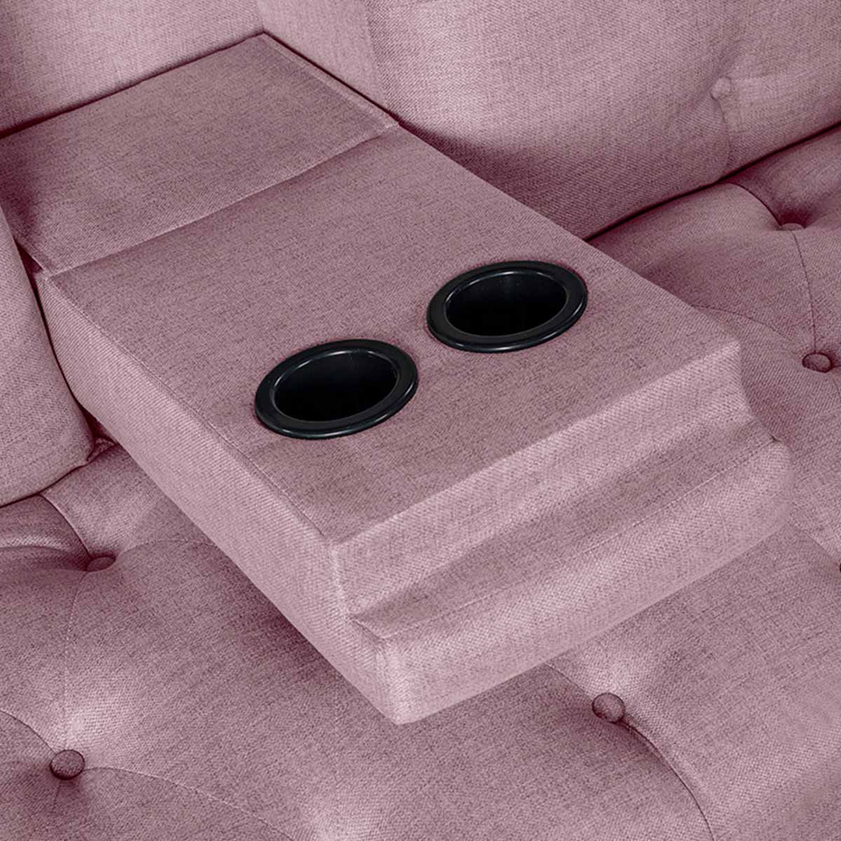 Sofá Cama Makora Paccino Rosa Lino De 2 Plazas Con Portavasos - Outlet