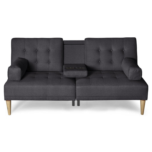Sofá cama Makora Queen en gris oxford en una sala pequeña