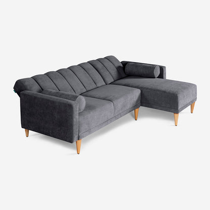 Sala Modular Makora Xander Gris Oxford Terciopelo De 3 Plazas - Outlet