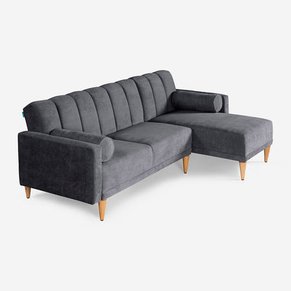 Sala Modular Makora Xander Gris Oxford Terciopelo De 3 Plazas - Outlet