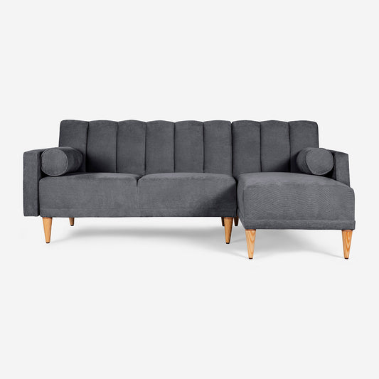 Sala Modular Makora Xander Gris Oxford Terciopelo De 3 Plazas - Outlet