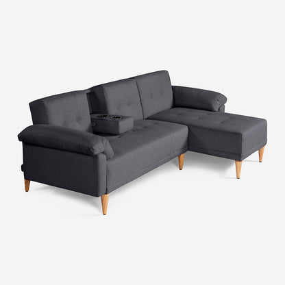 Sala Modular Makora Dassia Gris Oxford Magic De 3 Plazas Con Portavasos - Outlet