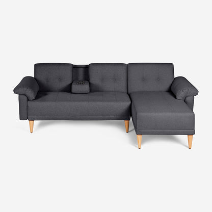 Sala Modular Makora Dassia Gris Oxford Magic De 3 Plazas Con Portavasos - Outlet