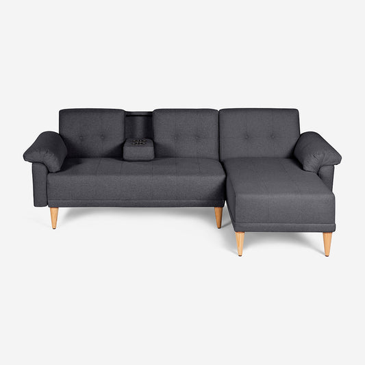 Sala Modular Makora Dassia Gris Oxford Magic De 3 Plazas Con Portavasos - Outlet