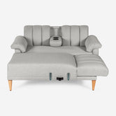 Sala Modular Makora Alessandra Gris Claro Tacto Durazno De 3 Plazas Con Portavasos