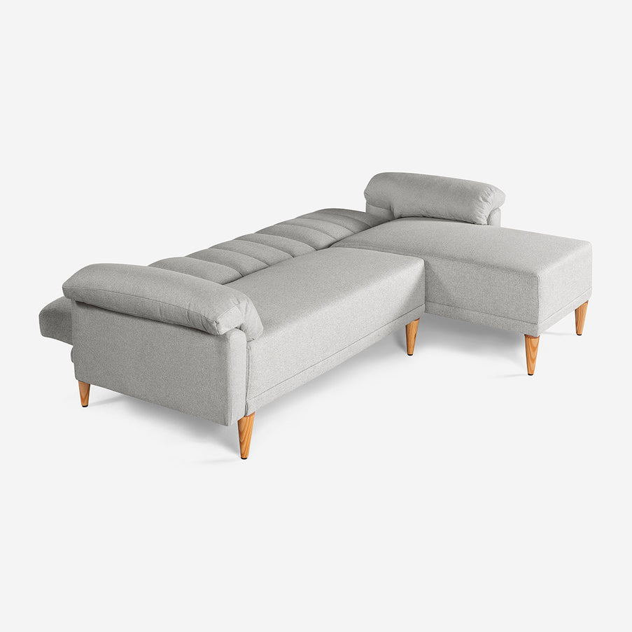 Sala Modular Makora Alessandra Gris Claro Tacto Durazno De 3 Plazas Con Portavasos
