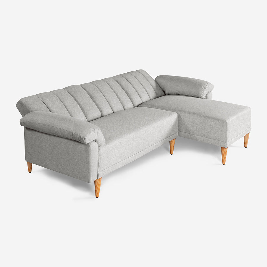 Sala Modular Makora Alessandra Gris Claro Tacto Durazno De 3 Plazas Con Portavasos