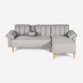 Sala Modular Makora Alessandra Gris Claro Tacto Durazno De 3 Plazas Con Portavasos