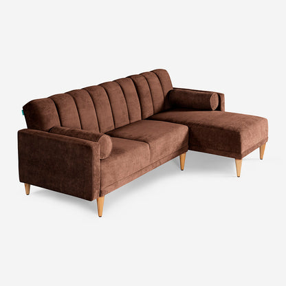 Sala Modular Makora Xander Café Terciopelo De 3 Plazas - Outlet