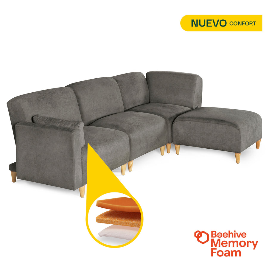 Sala Modular de 4 modulos Zavian Color Gris Oxford