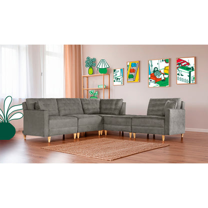 Sala Modular Godric de 5 modulos Color Gris Oxford