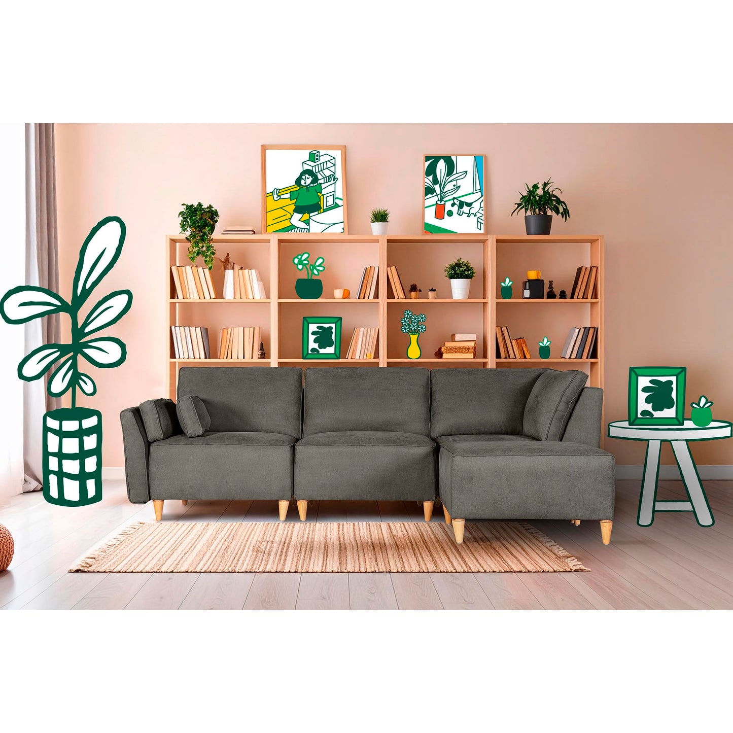 Sala modular Morelli de 4 modulos Color Oxford