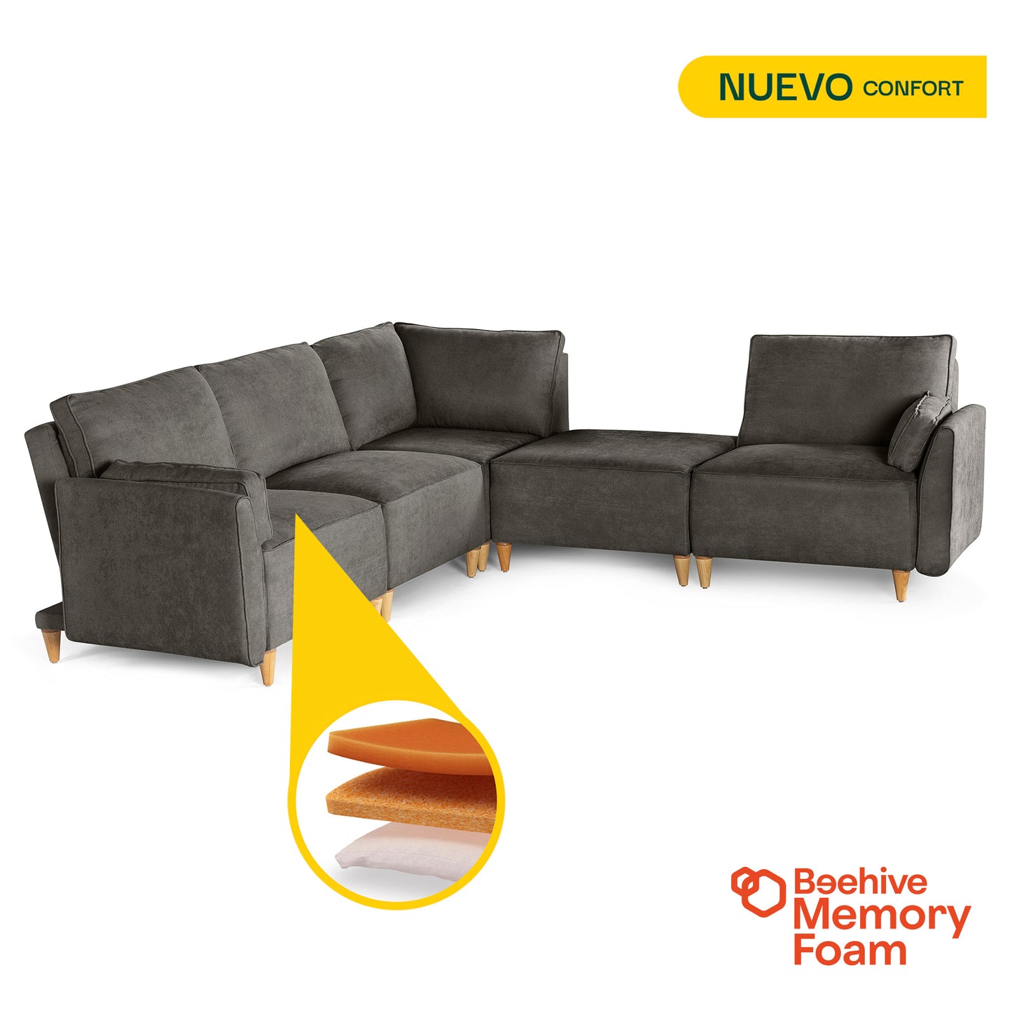 Sala modular Morelli de 5 modulos Color Oxford