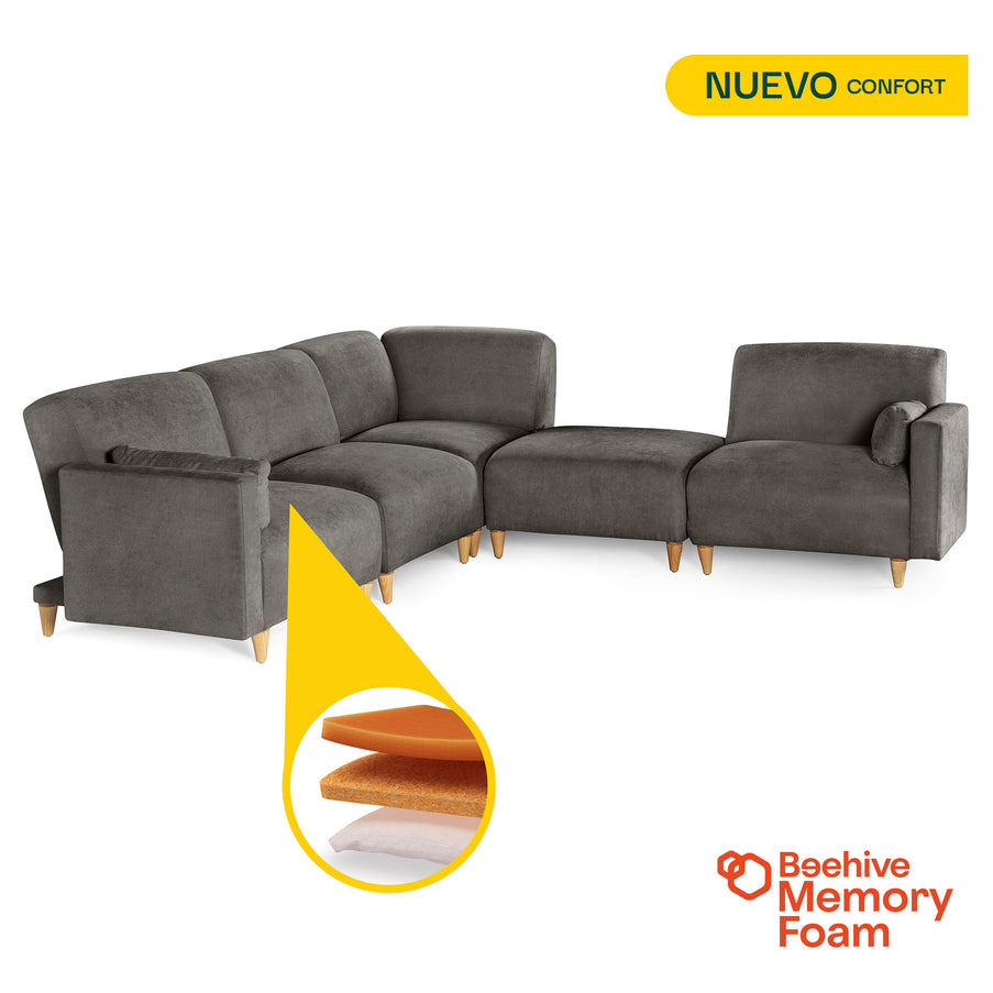 Sala Modular de 5 modulos Zavian Color Gris Oxford