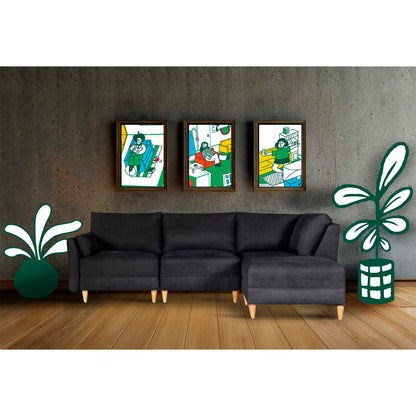 Sala modular Everyn 4 modulos Color Negro