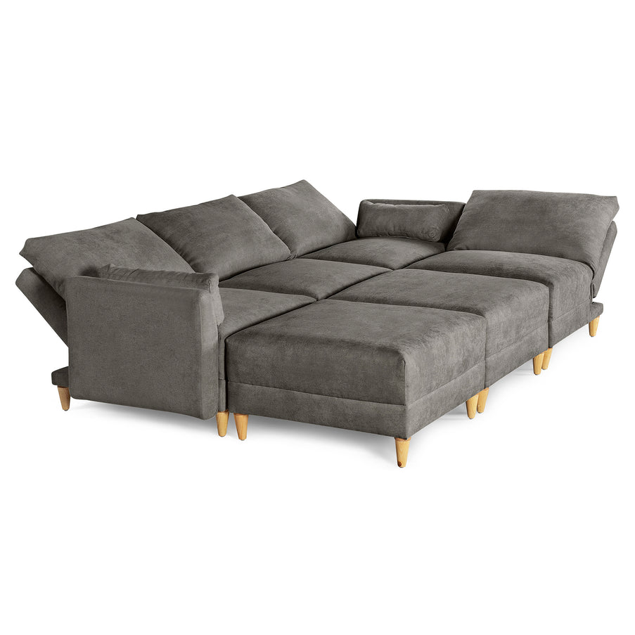 Sala De 6 Modulos Makora Everyn Memory Foam Oxford Chenil Respaldo Reclinable De 3 Posiciones