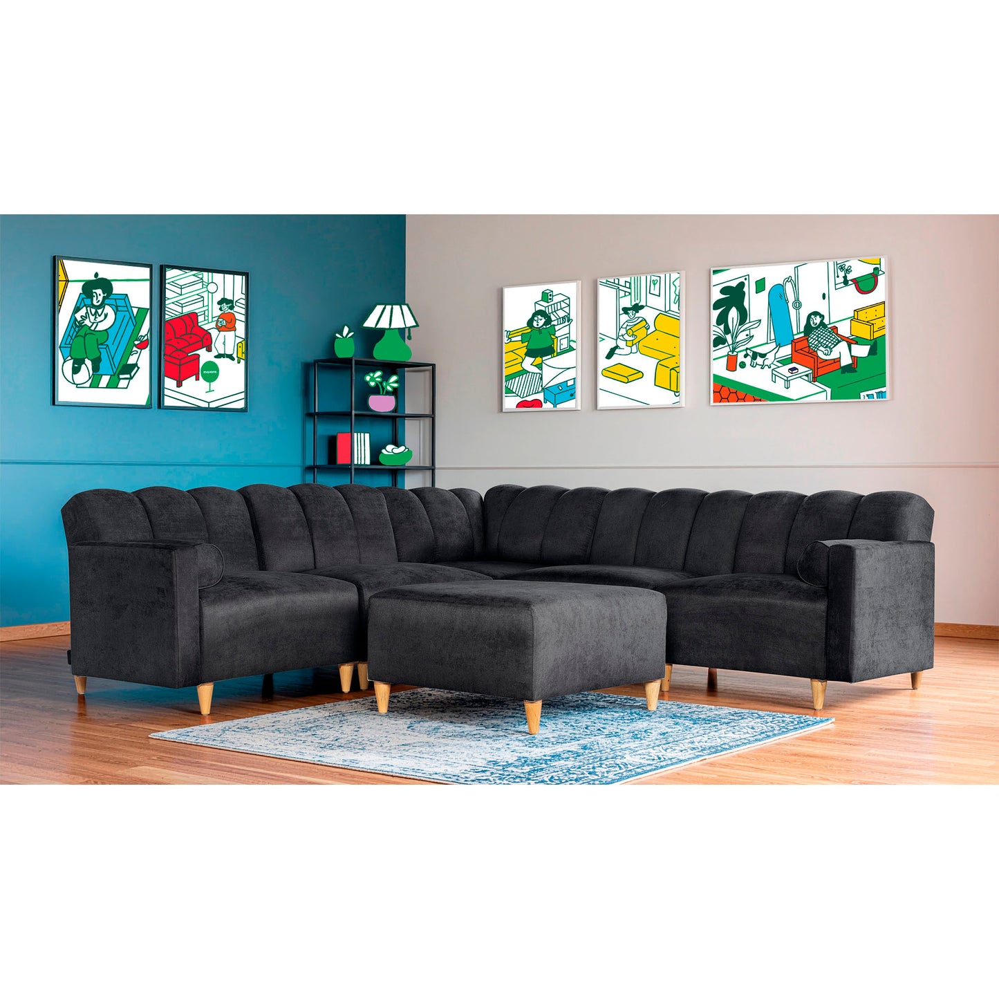 Sala Modular Kieran de 6 modulos Color Negro