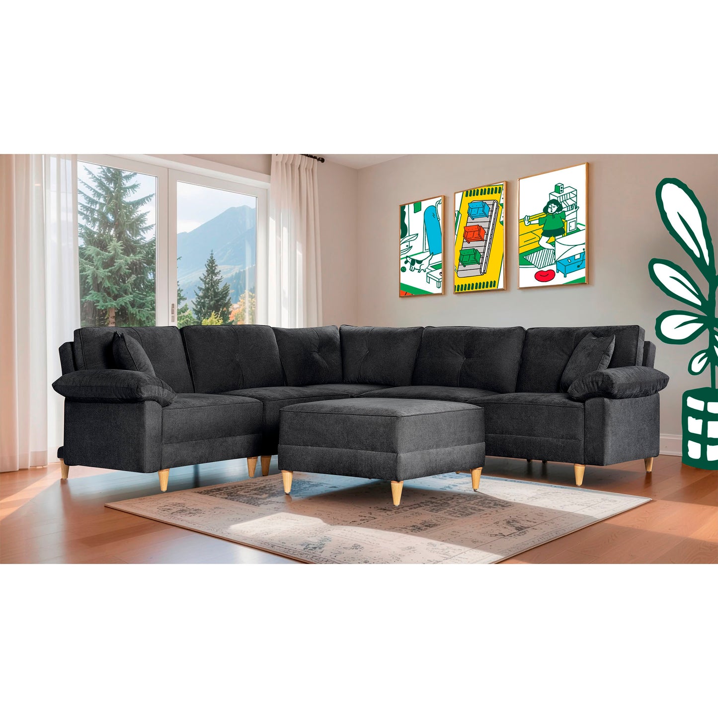 Sala Modular Maristella De 6 modulos Color Negro