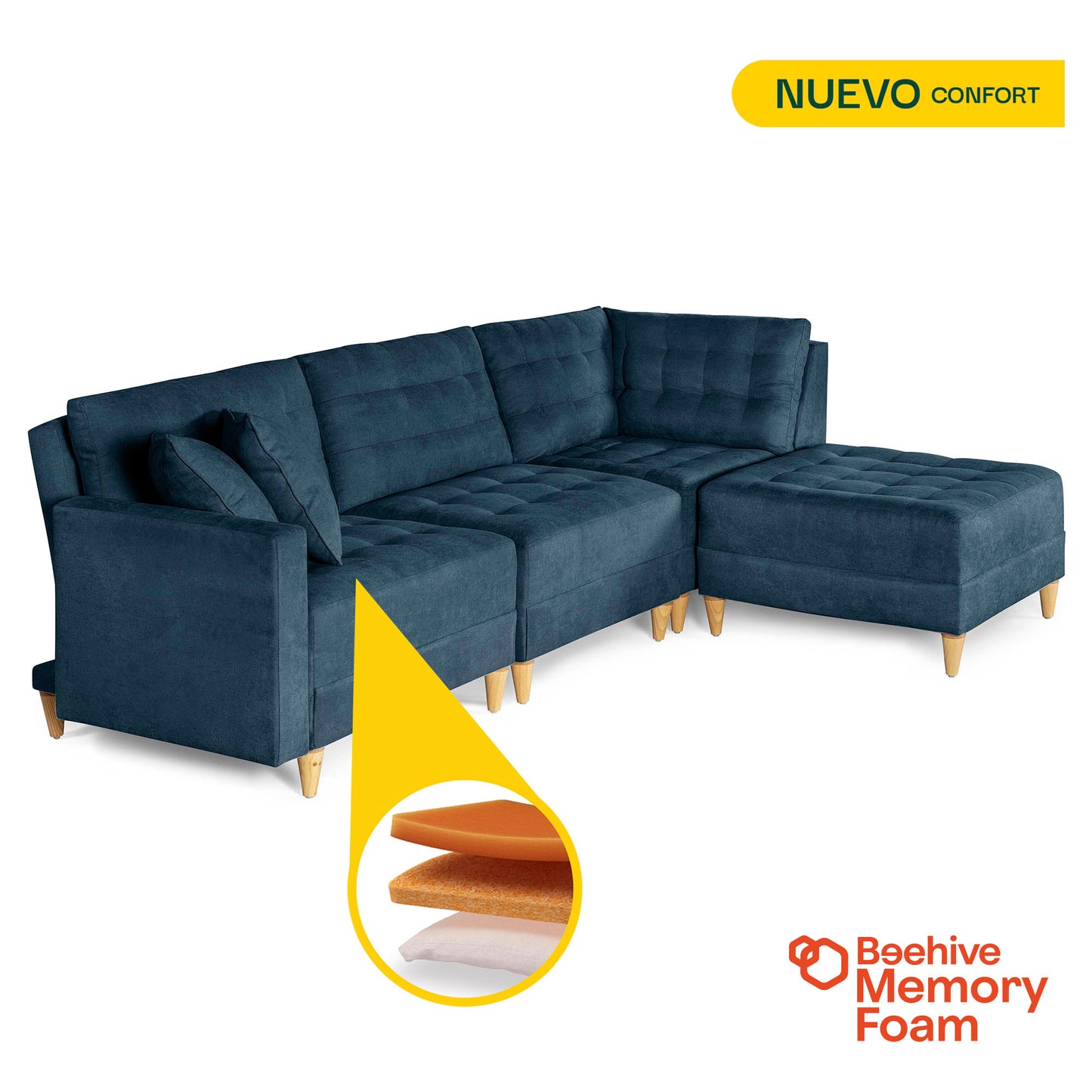 Sala Modular Godric de 4 modulos Color Azul