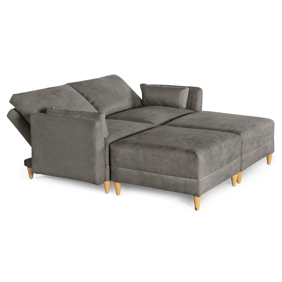Sala De 4 Modulos Makora Everyn Memory Foam Oxford Chenil Respaldo Reclinable De 3 Posiciones