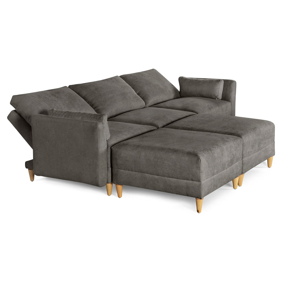 Sala De 5 Modulos Makora Everyn Memory Foam Oxford Chenil Respaldo Reclinable De 3 Posiciones