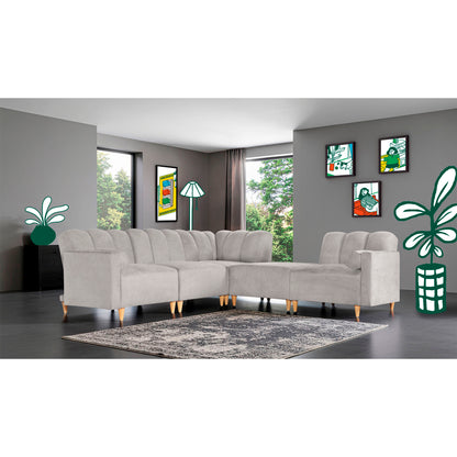 Sala Modular Kieran de 5 modulos Color Gris Claro