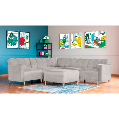 Sala Modular Kieran de 6 modulos Color Gris Claro