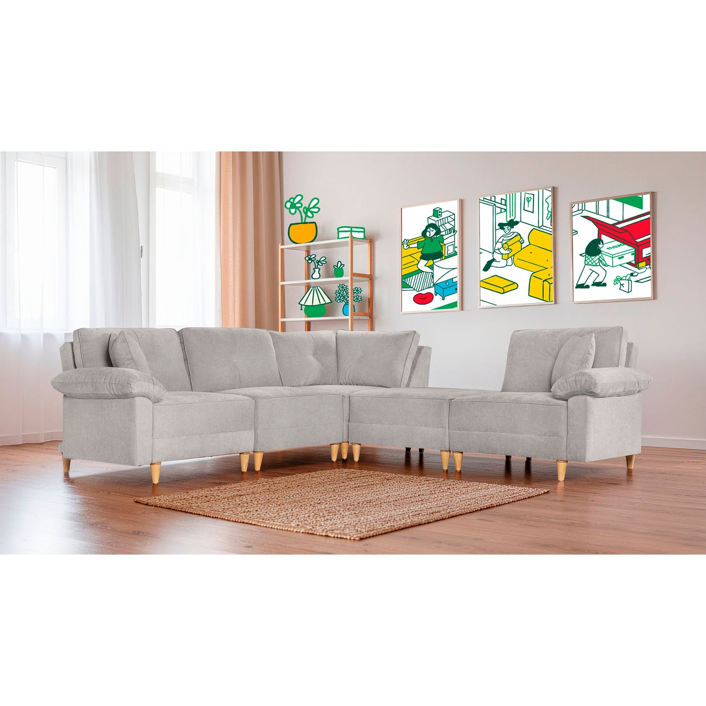 Sala Modular Maristella de 5 modulos Color Gris Claro