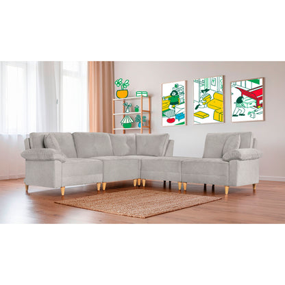 Sala Modular Maristella de 5 modulos Color Gris Claro