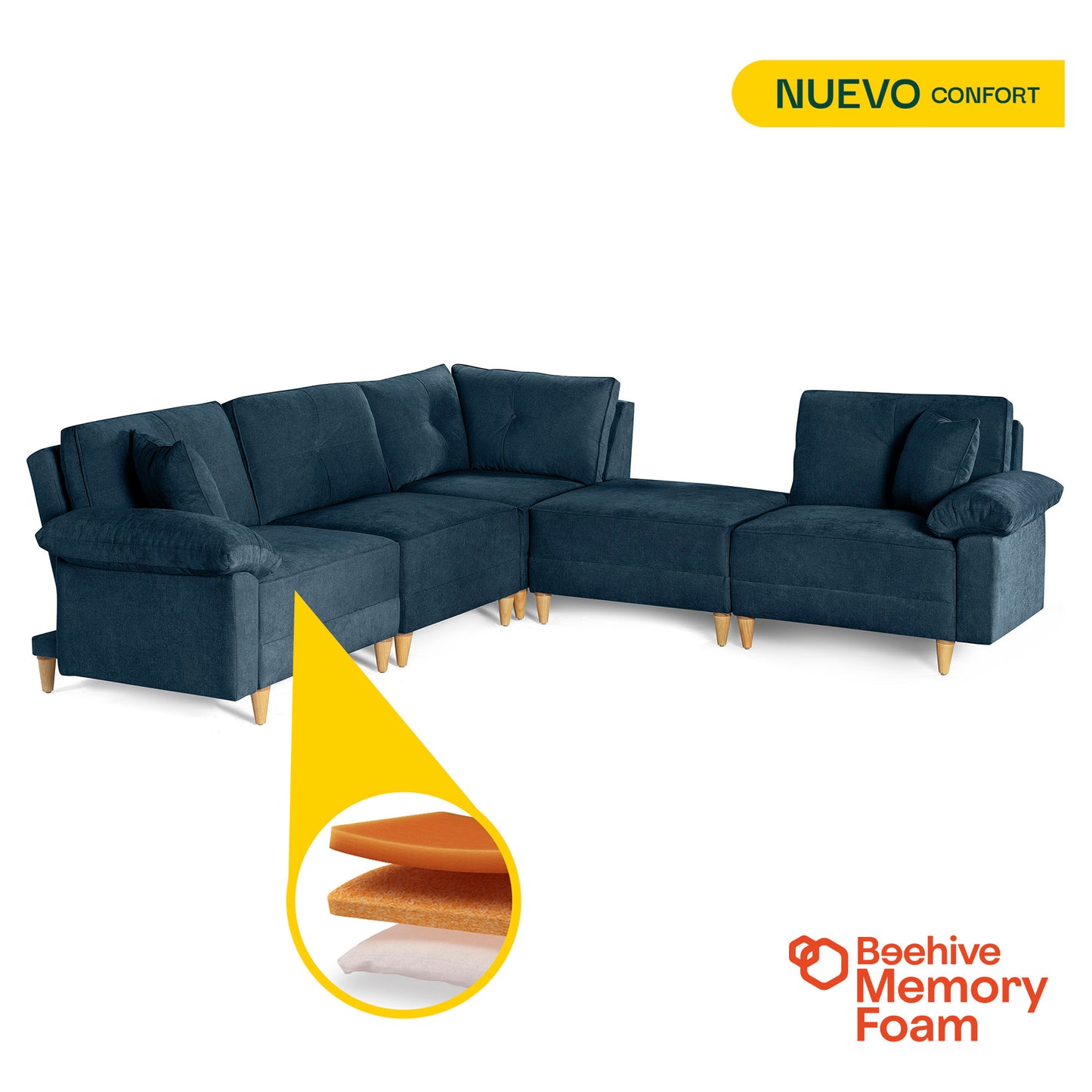 Sala Modular Maristella de 5 modulos Color Azul