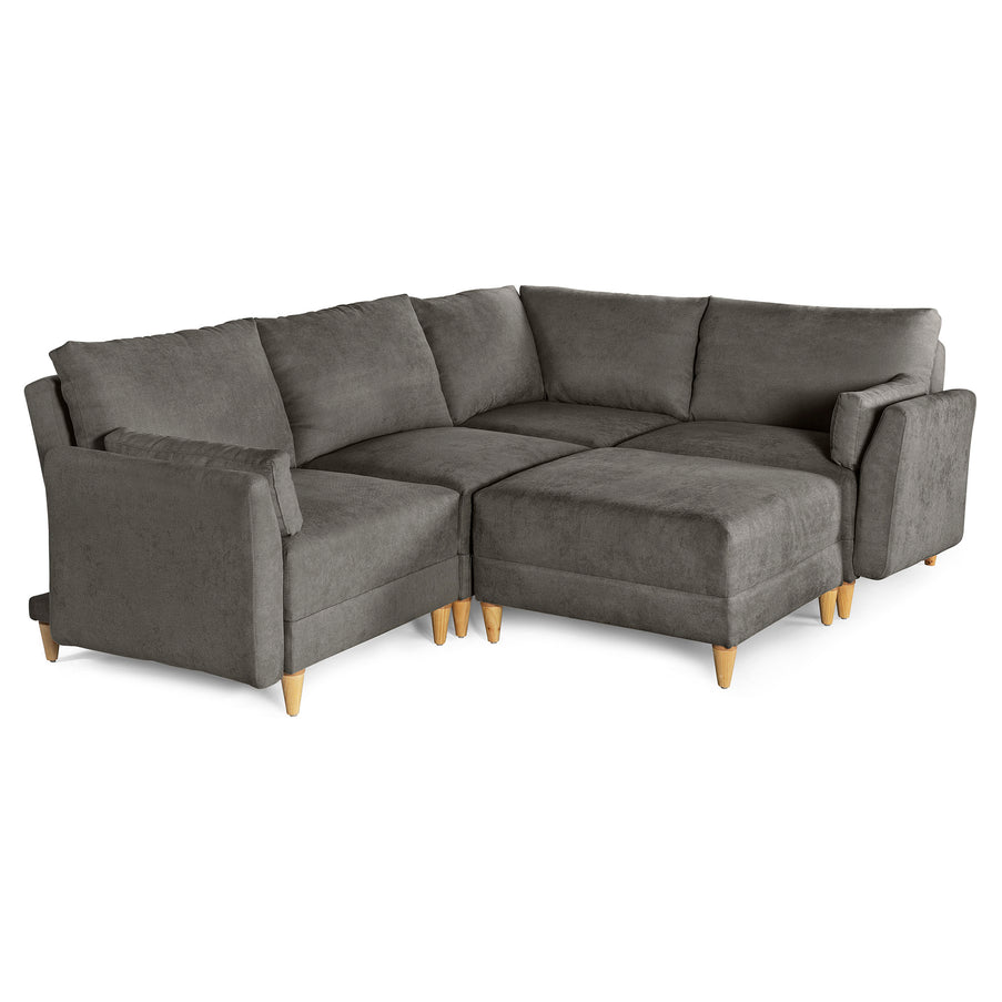 Sala De 5 Modulos Makora Everyn Memory Foam Oxford Chenil Respaldo Reclinable De 3 Posiciones