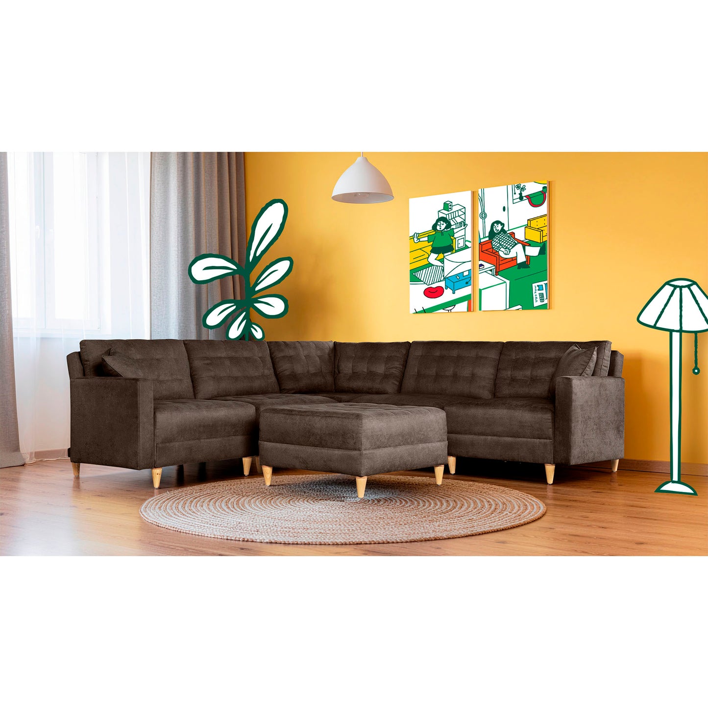 Sala Modular Godric de 6 modulos Color Chocolate