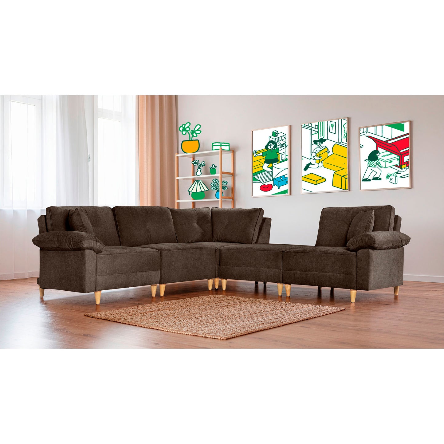 Sala Modular Maristella de 5 modulos Color Chocolate
