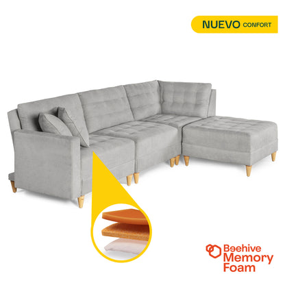 Sala Modular Godric de 4 modulos Color Gris Claro