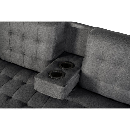 Sala Modular Doble Chaise Barker Color Gris Oxford