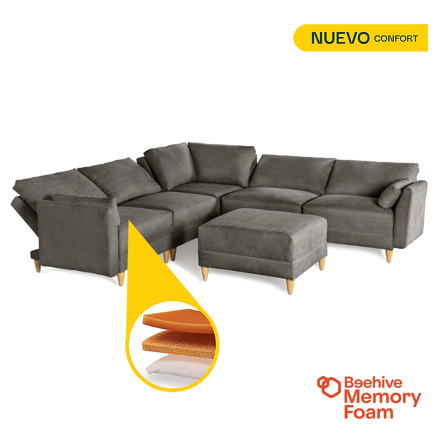 Sala modular Everyn de 6 modulos Color Oxford