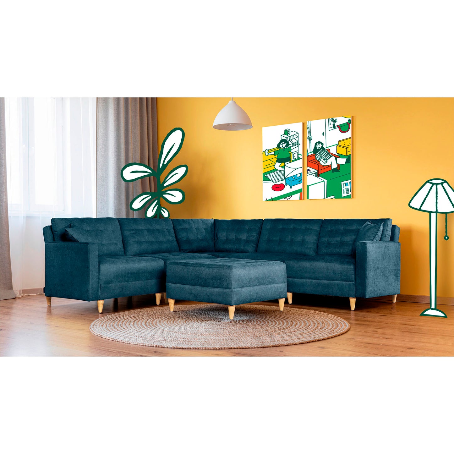 Sala Modular Godric de 6 modulos Color Azul