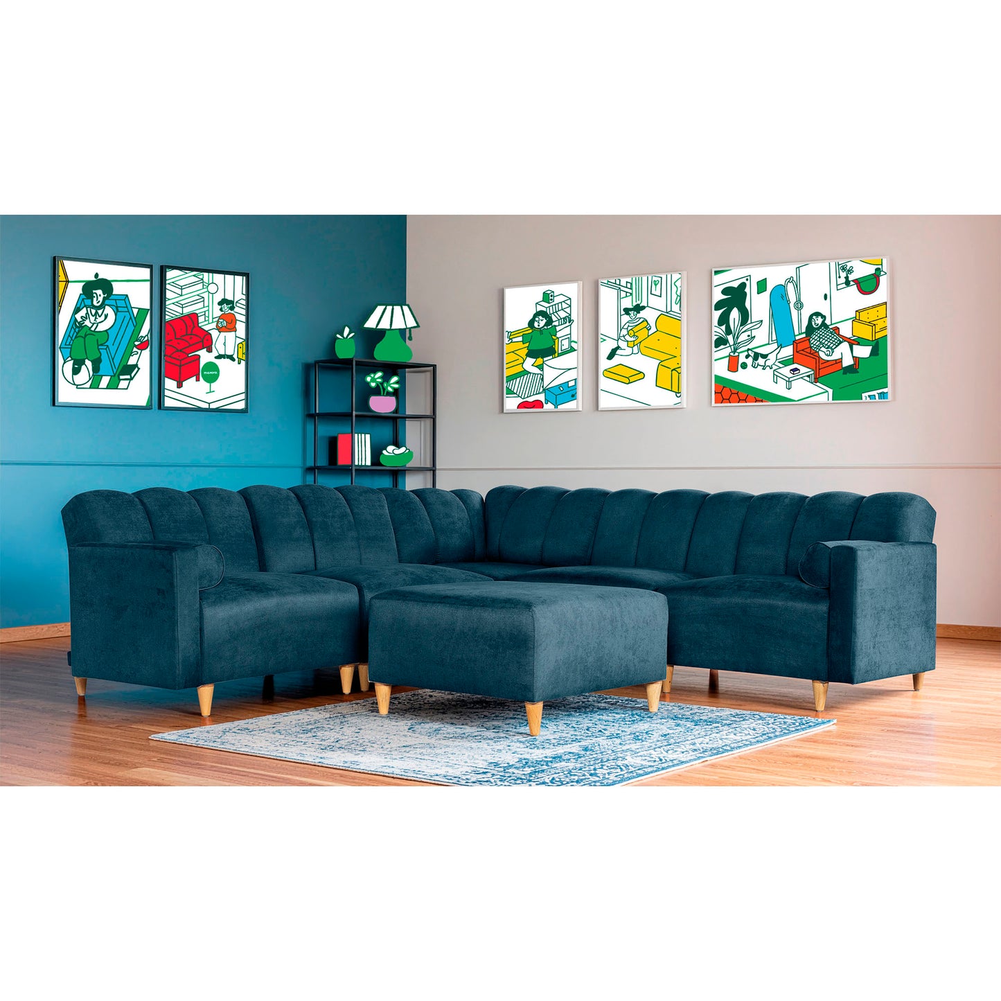 Sala Modular Kieran de 6 modulos Color Azul
