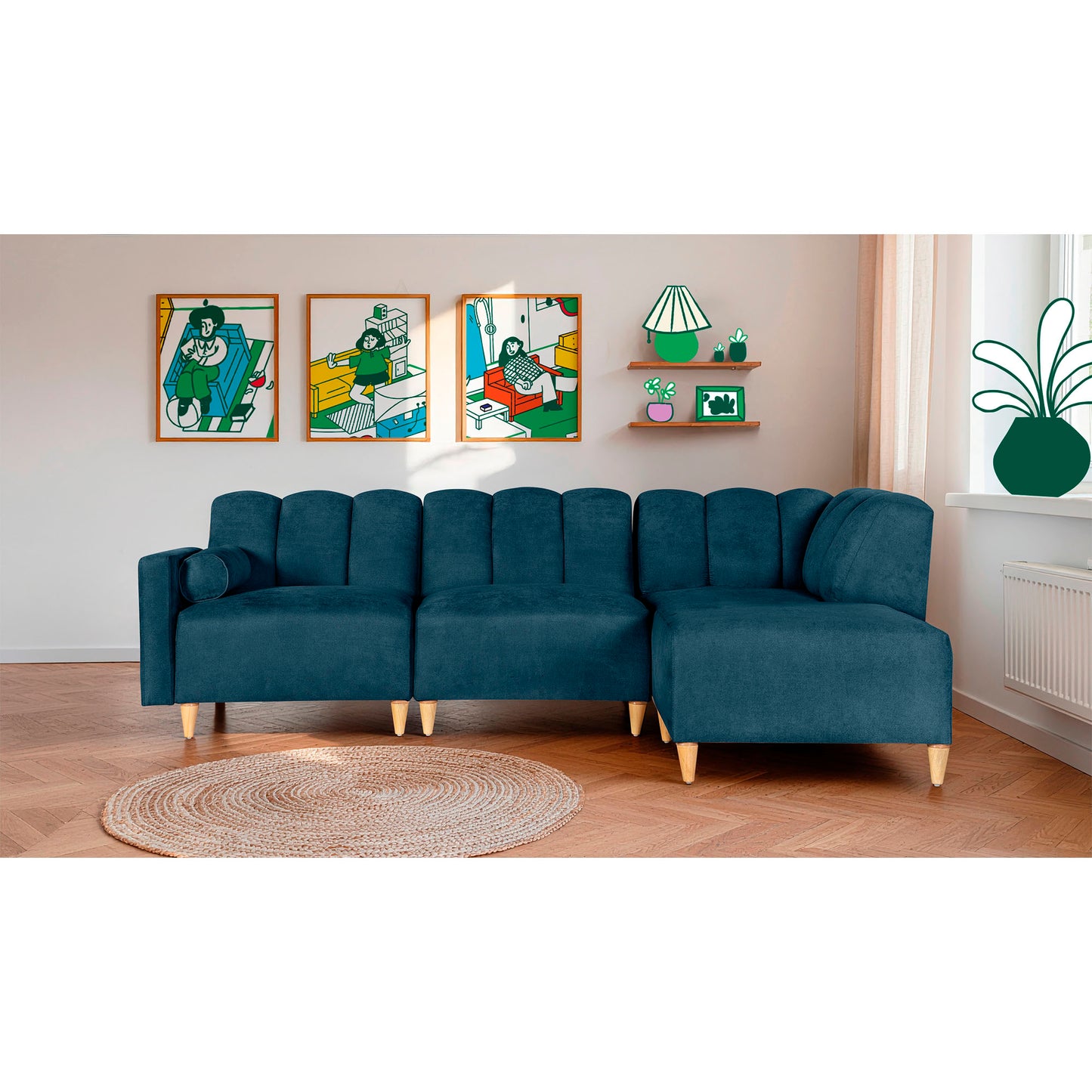 Sala Modular Kieran de 4 modulos Color Azul